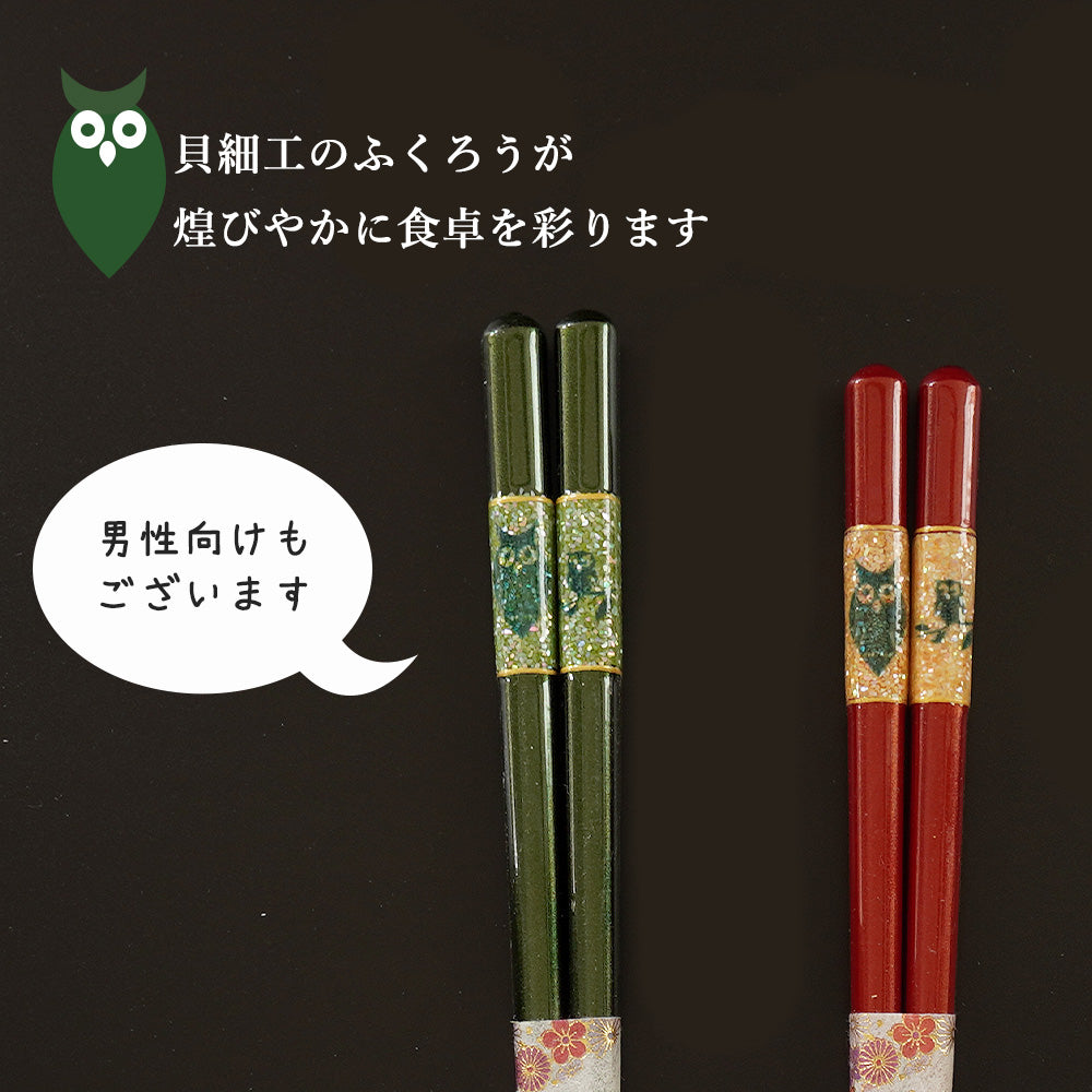 天丸暁貝 ふくろう 日本製 箸 女性用 21.0cm 一膳 桐箱入 食洗機対応 ギフト プレゼント (母の日)