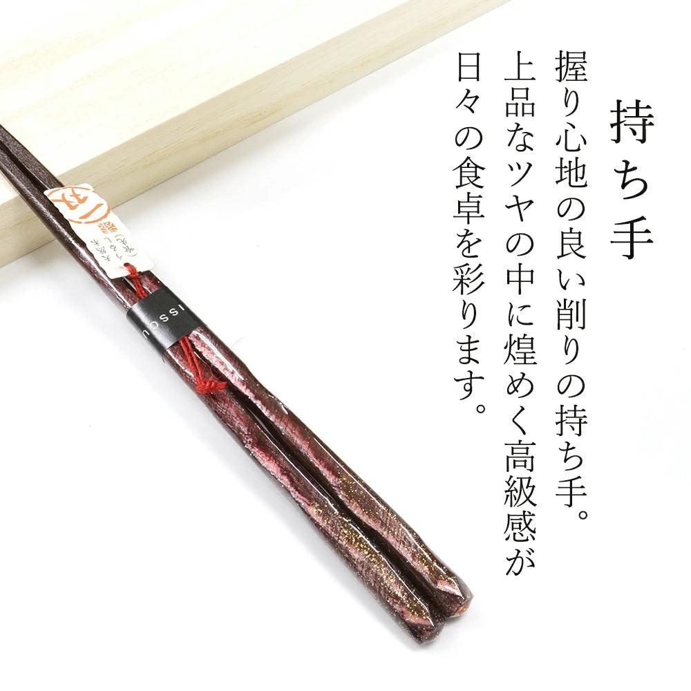 箸 一双 オーロラ 女性用 一膳 桐箱入り ギフト プレゼント (水引シール感謝)
