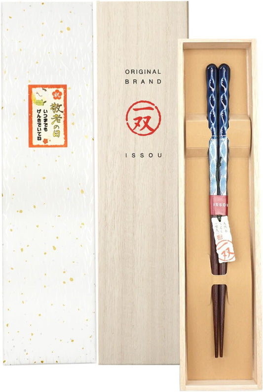 箸 一双 彩重 男性用 一膳 桐箱入り  ギフト プレゼント (シール敬老の日)