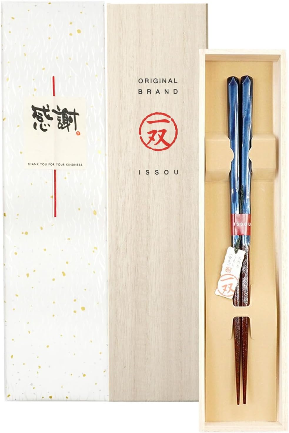 箸 一双 田園 男性用 一膳 桐箱入り (水引シール感謝)