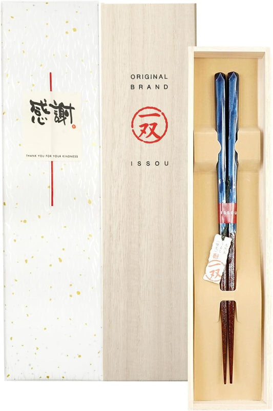 箸 一双 田園 男性用 一膳 桐箱入り (水引シール感謝)