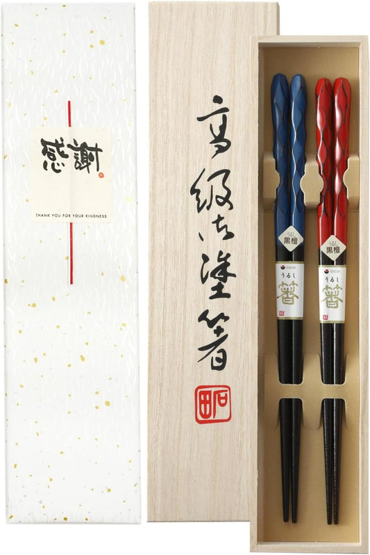 箸 鎌倉亀甲 夫婦箸 桐箱入り (水引シール感謝)