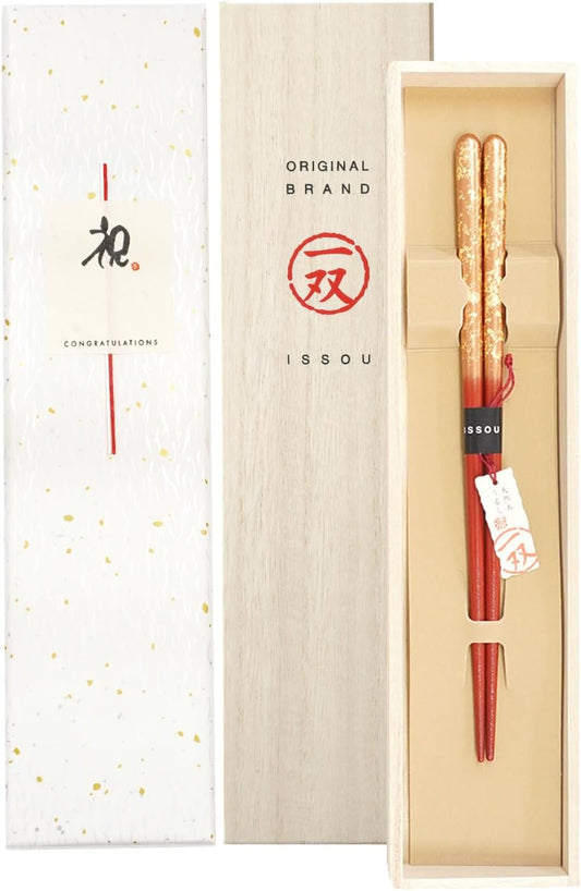 箸 一双 瑞雲 女性用 一膳 桐箱入り プレゼント ギフト  (水引シール祝)