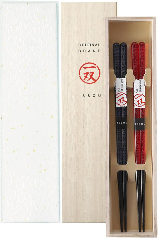 箸 一双 華切子 夫婦箸 桐箱入り 父の日 プレゼント (包装紙のみ)