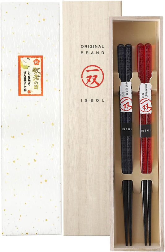 箸 一双 華切子 夫婦箸 桐箱入り 父の日 プレゼント (シール敬老の日)