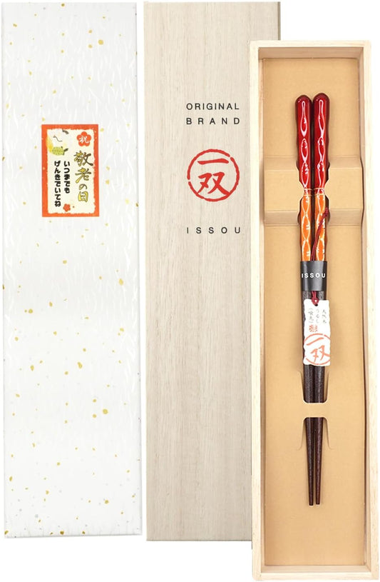 箸 一双 彩重 女性用 一膳 桐箱入り  ギフト プレゼント (シール敬老の日)