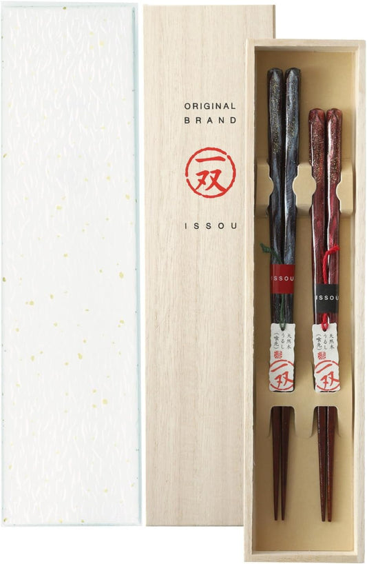 箸 一双 オーロラ 夫婦箸 桐箱入り ギフト プレゼント (包装紙のみ)
