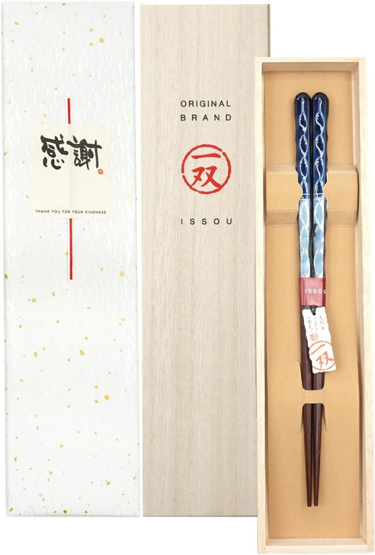 箸 一双 彩重 男性用 一膳 桐箱入り  ギフト プレゼント  (水引シール感謝)