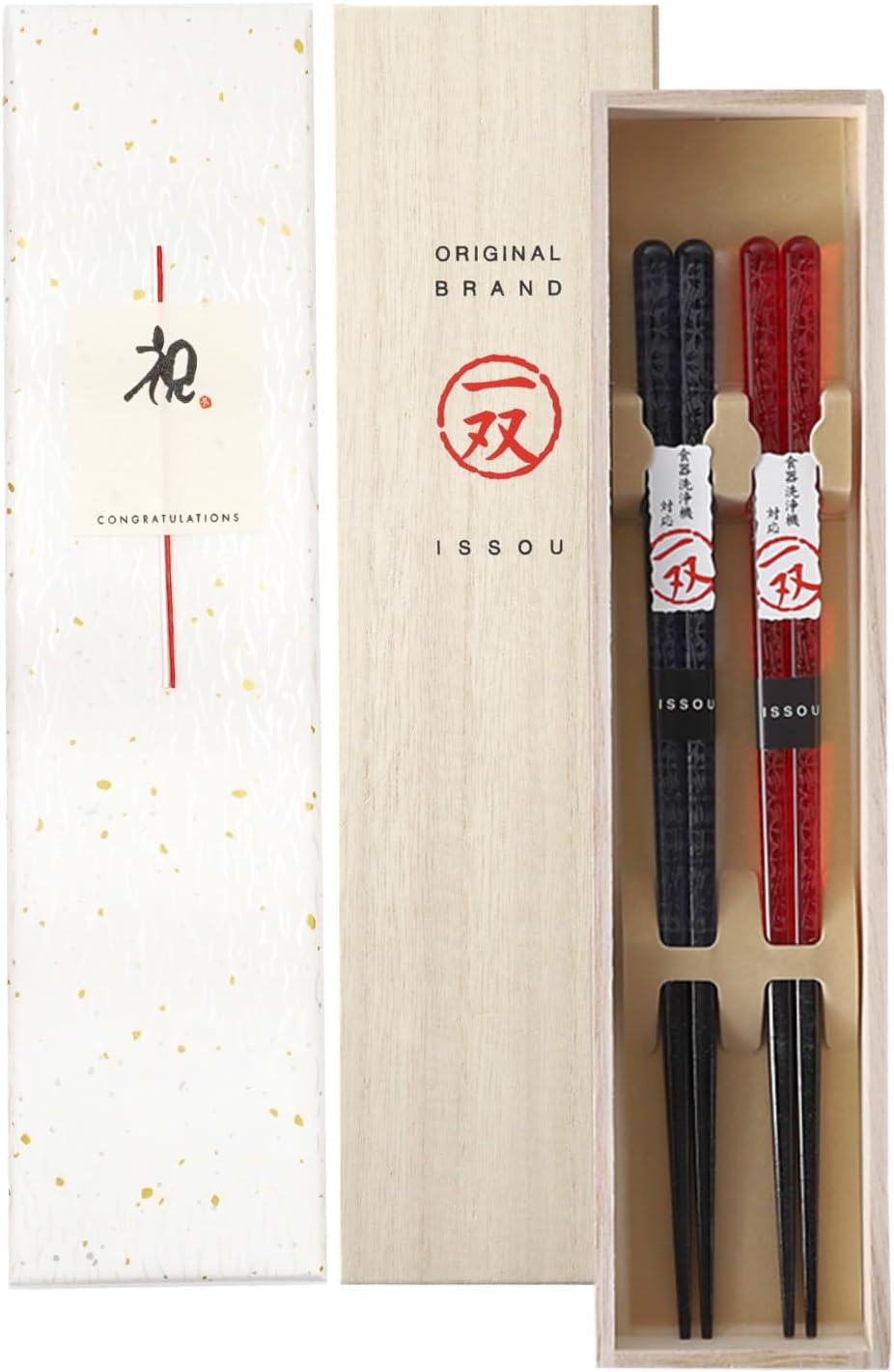 箸 一双 華切子 夫婦箸 桐箱入り 父の日 プレゼント (水引シール祝)