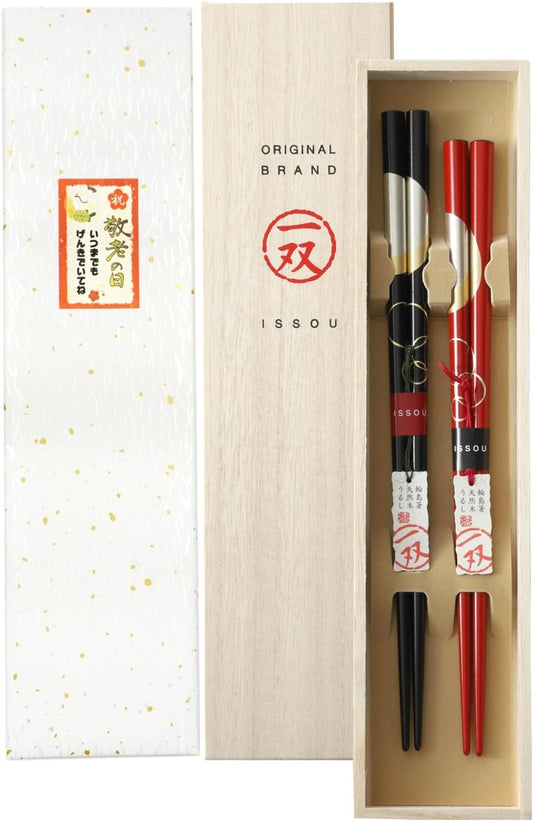 箸 一双 宵待月 夫婦箸 桐箱入り ギフト プレゼント (シール敬老の日)