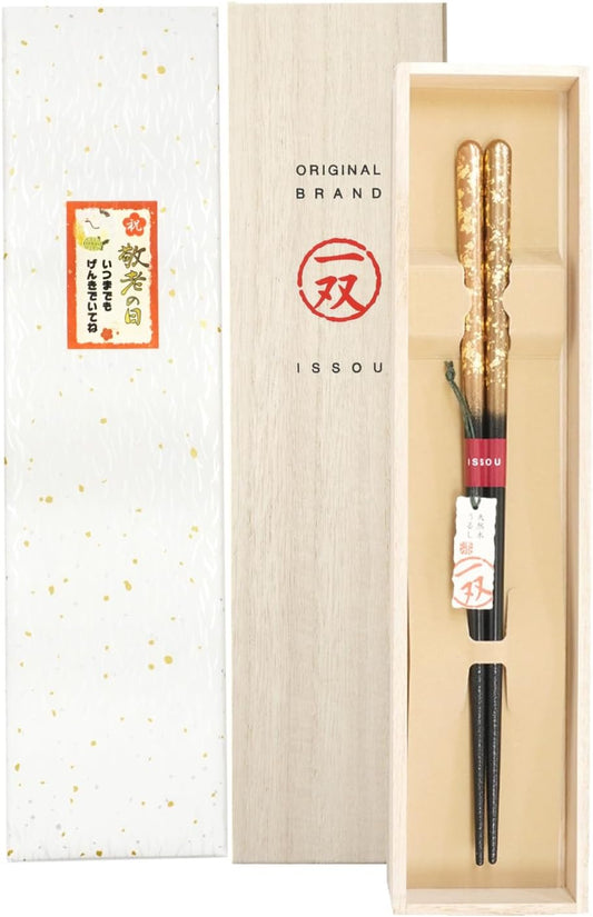 箸 一双 瑞雲 男性用 一膳 桐箱入り  (シール敬老の日)