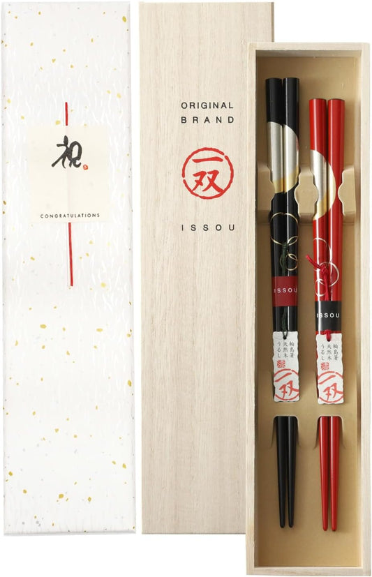 箸 一双 宵待月 夫婦箸 桐箱入り ギフト プレゼント (水引シール祝)