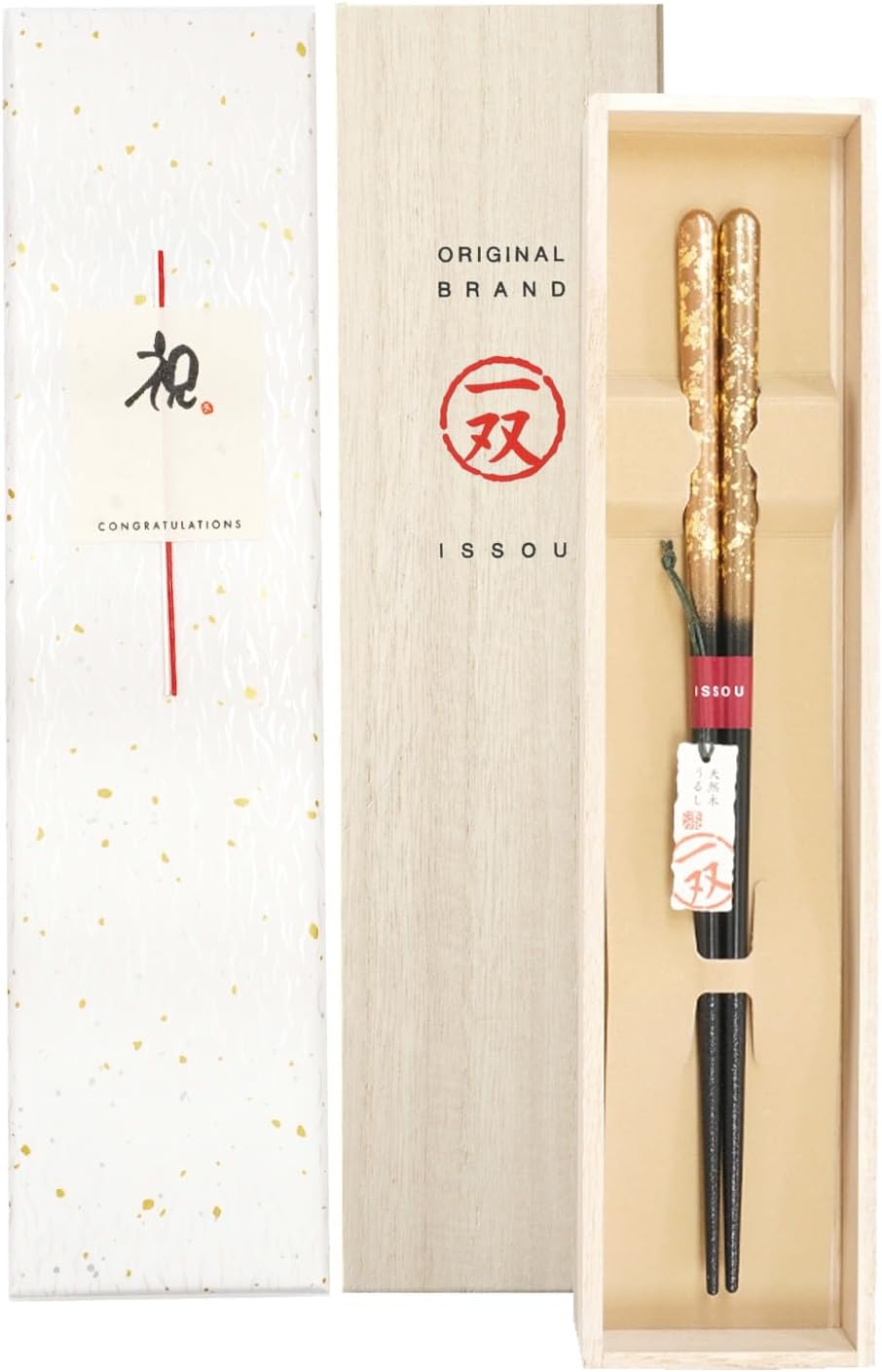 箸 一双 瑞雲 男性用 一膳 桐箱入り (水引シール祝)