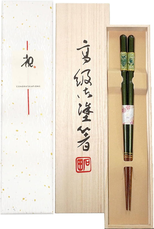 箸 天丸暁貝 ふくろう 男性用 父の日 一膳 桐箱入り (水引シール祝い)