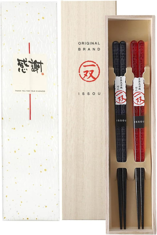 箸 一双 華切子 夫婦箸 桐箱入り 父の日 プレゼント (水引シール感謝)