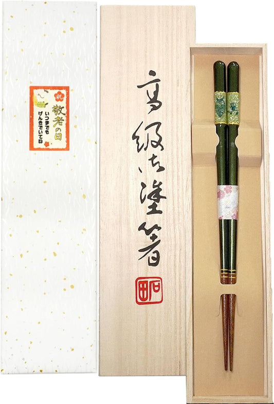 箸 天丸暁貝 ふくろう 男性用 父の日 一膳 桐箱入り (シール敬老の日)