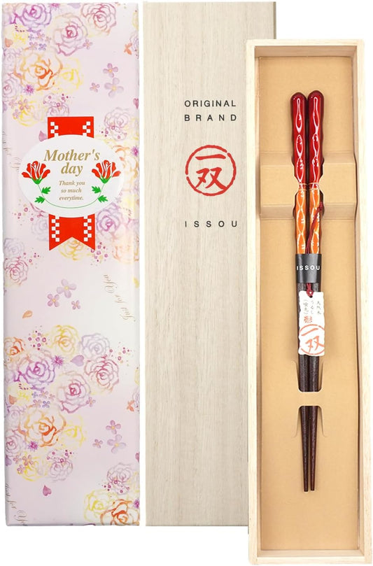 箸 一双 彩重 女性用 一膳 桐箱入り  ギフト プレゼント (母の日)