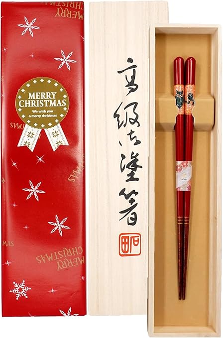 天丸暁貝 ふくろう 日本製 箸 女性用 21.0cm 一膳 桐箱入 食洗機対応 ギフト プレゼント (クリスマス)