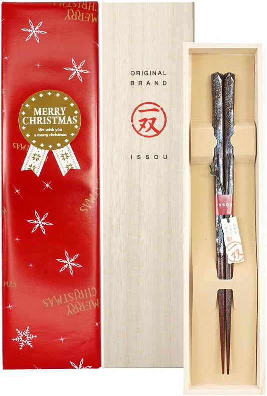 箸 一双 オーロラ 男性用 一膳 桐箱入り (クリスマス)