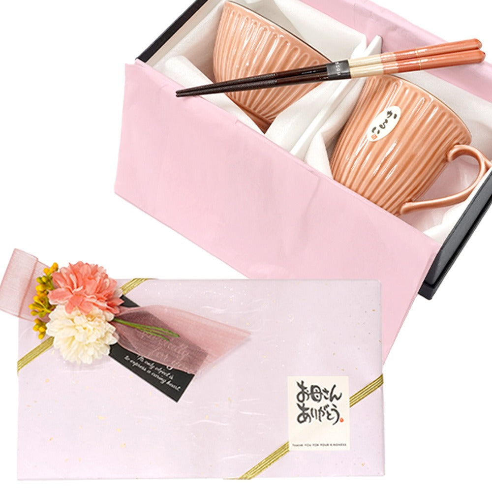 母の日 プレゼント 実用的 箸 茶碗 マグカップ 花連 つむぎ 飯碗マグカップ箸セット