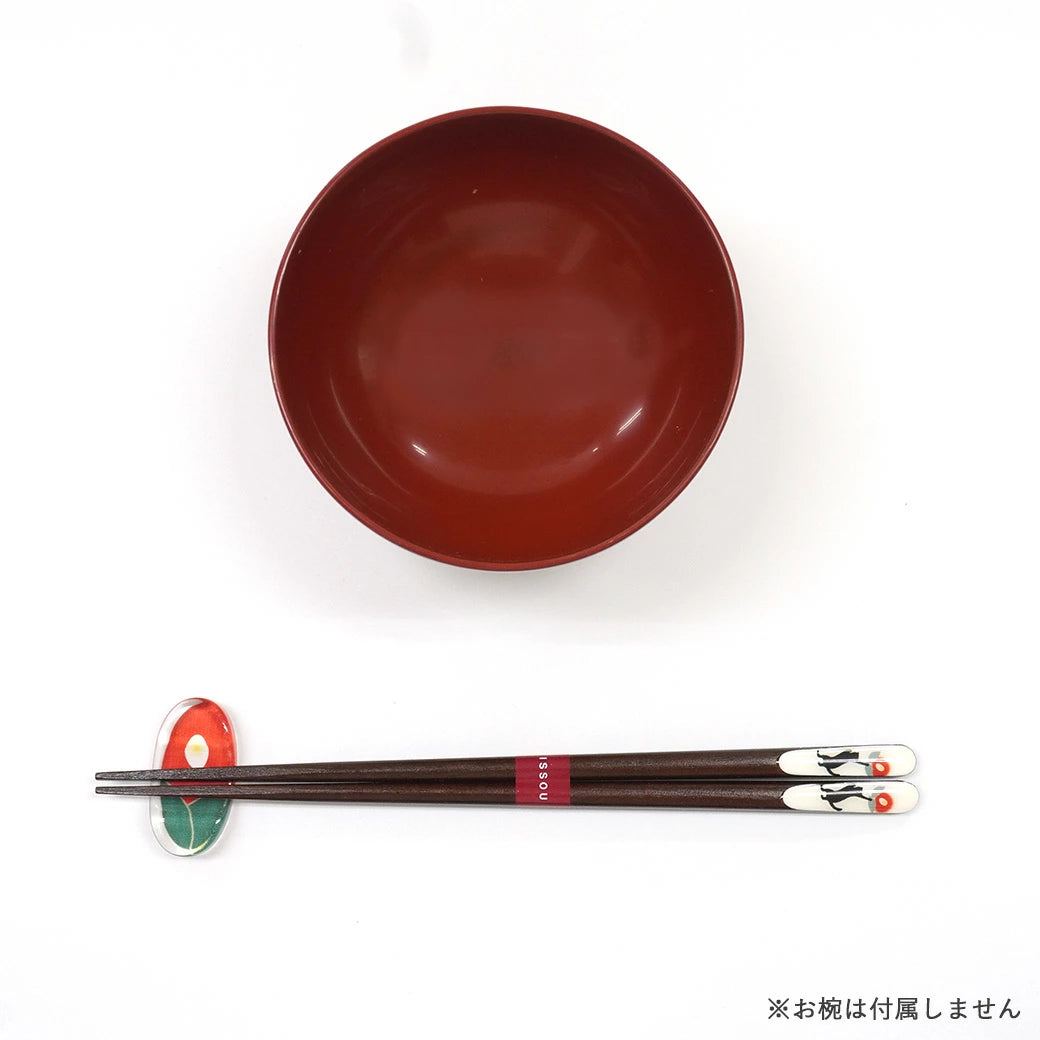箸 一双 黒猫と椿 女性用 一膳 箸置き 桐箱入り 母の日 プレゼント