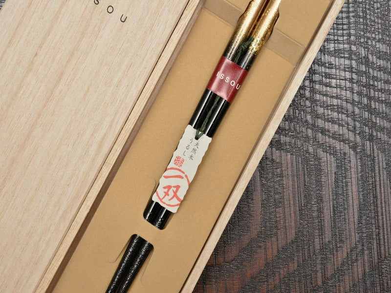箸 一双 瑞雲 男性用 一膳 桐箱入り (シール敬老の日)