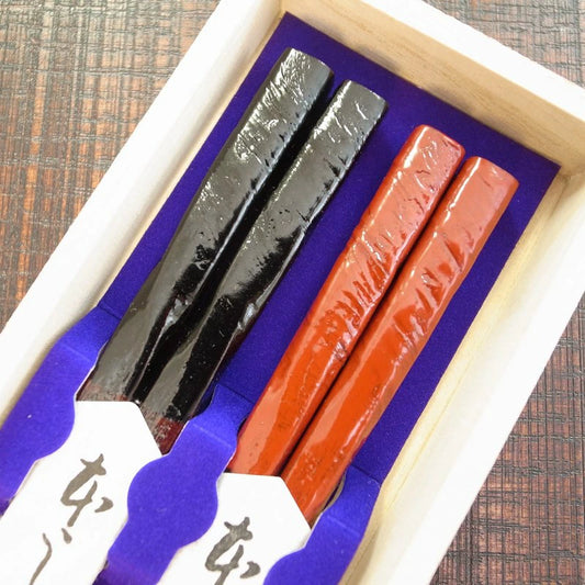 箸 錆付け亀甲 夫婦箸 桐箱入り