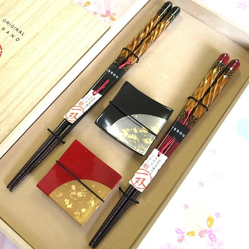 箸 一双 金華 夫婦箸 箸置き 桐箱入り 父の日 プレゼント