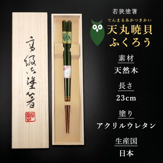 箸 天丸暁貝 ふくろう 男性用 父の日 一膳 桐箱入り