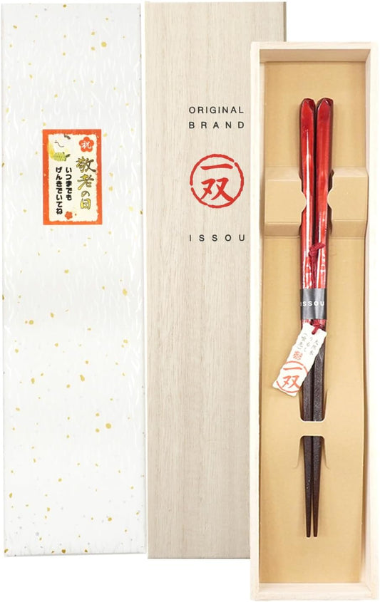 箸 一双 田園 女性用 一膳 桐箱入り プレゼント ギフト (シール敬老の日)