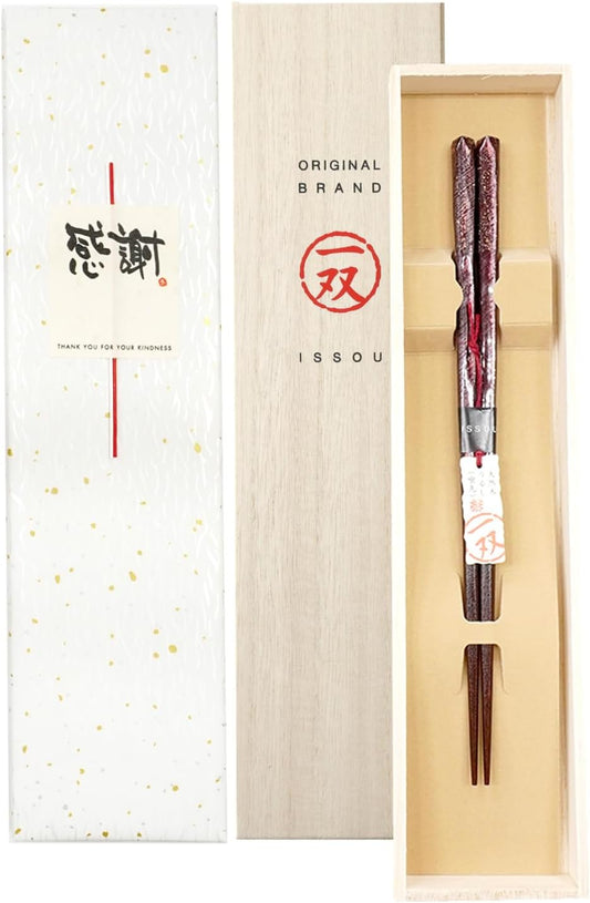 箸 一双 オーロラ 女性用 一膳 桐箱入り ギフト プレゼント (水引シール感謝)