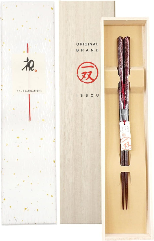 箸 一双 オーロラ 女性用 一膳 桐箱入り ギフト プレゼント (水引シール祝)