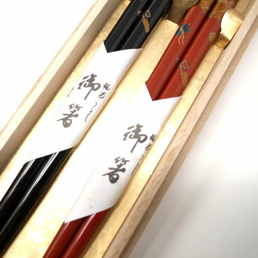箸 宝尽くし 輪島塗 夫婦箸 桐箱入り